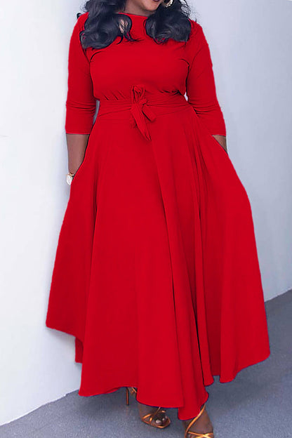 Elegant Tie-Waist A-Line Maxi Dress Lavish Daily