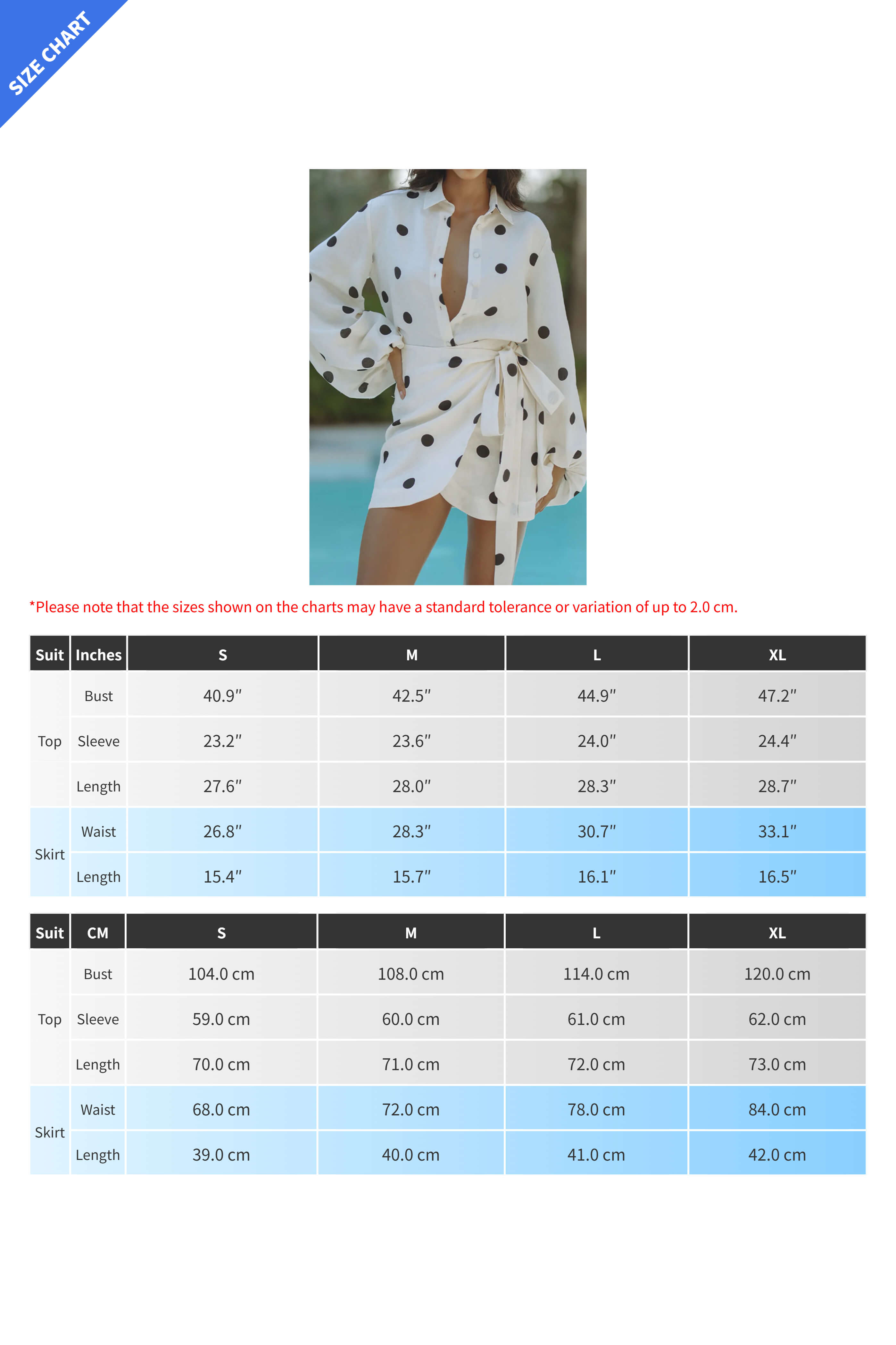 Polka Dot Long Sleeve Two-Piece Skirt Set Lavish Daily