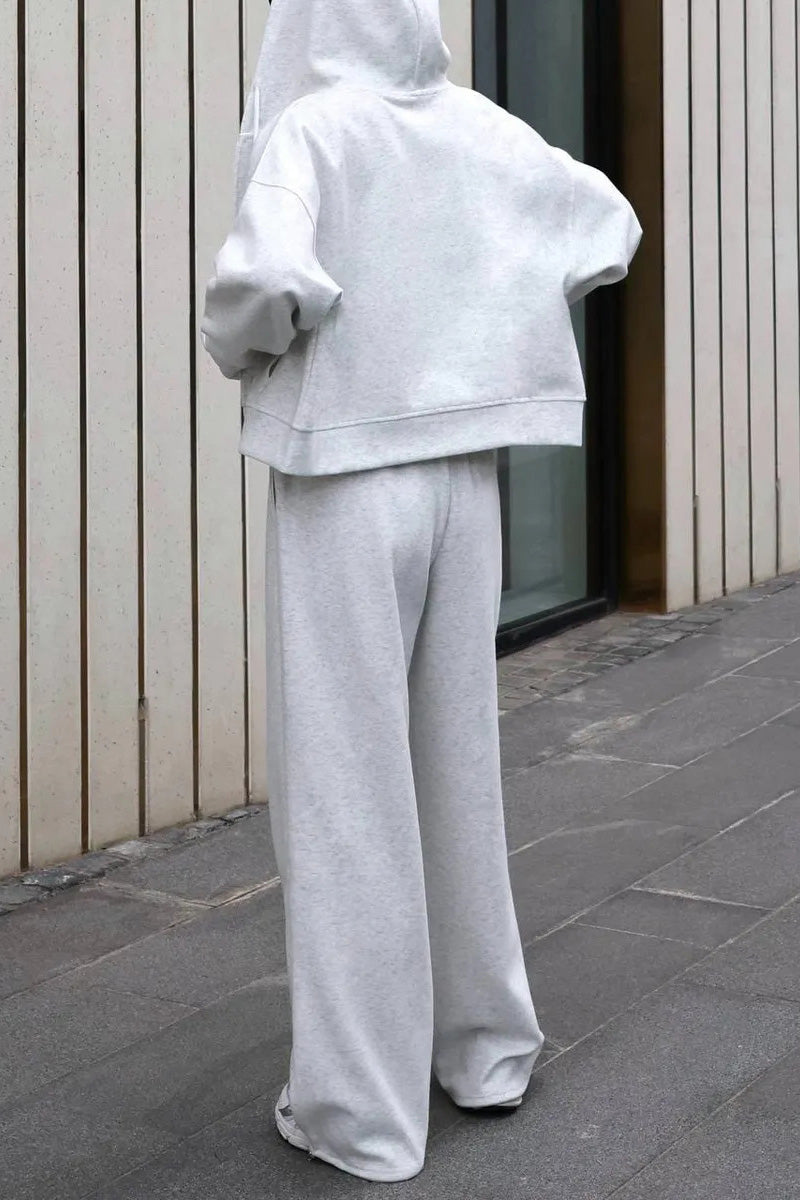 Hooded Zip Sweatshirt & Drawstring Pants Set Lavish Daily
