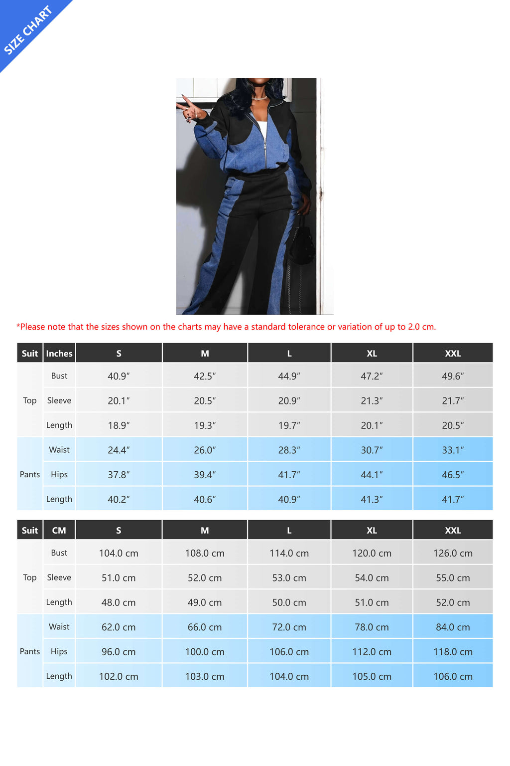 Denim Patchwork Jacket & Long Pant Set Lavish Daily