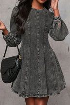 Denim Fit And Flare Mini Dress Lavish Daily