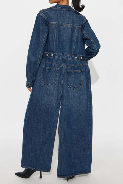 Long Sleeve Denim Trench Cardigan Lavish Daily