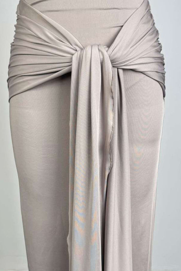 Draped Knot-Front Ruched Maxi Dress Lavish Daily
