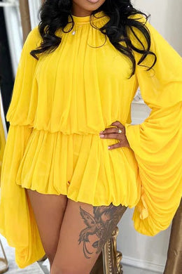 Dream Ruffle Draped Romper Lavish Daily