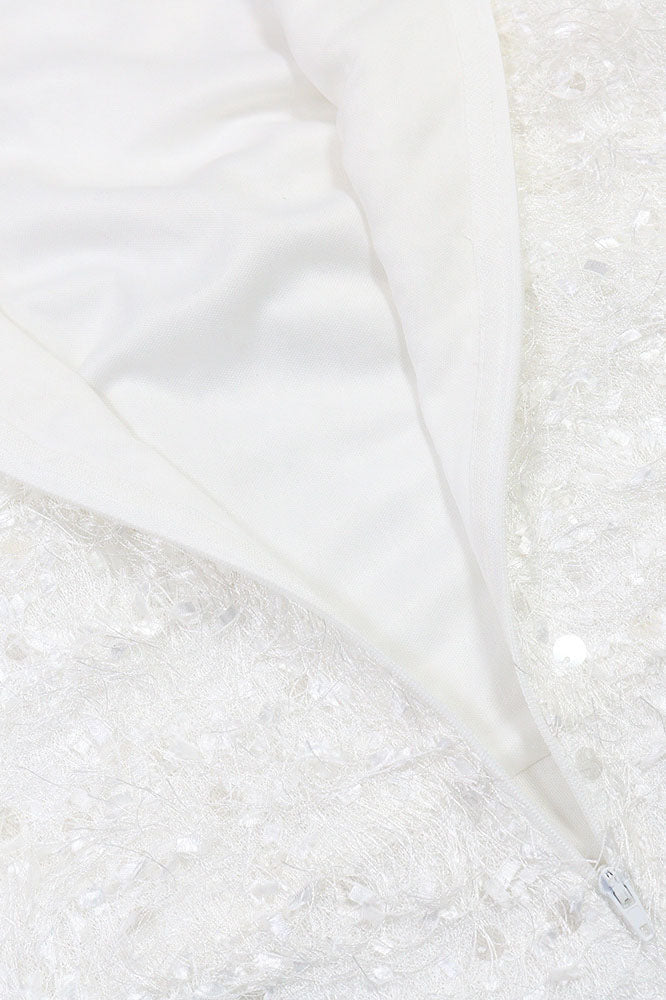 Sequin Embellished Textured Halter Mini Dress Lavish Daily