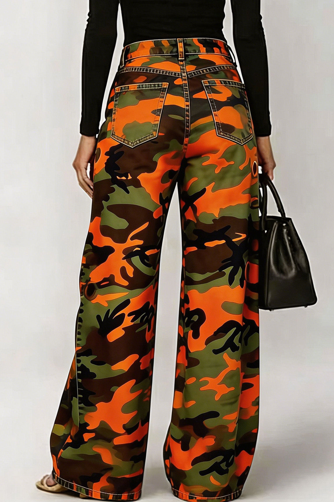 Baggy Camo Eyelet Wide Leg Pants Lavish Daily