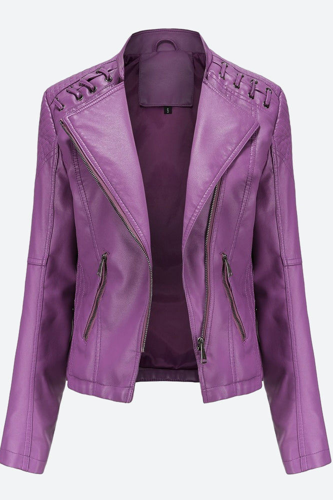 Women Classic Leather Jacket Lavish Daily