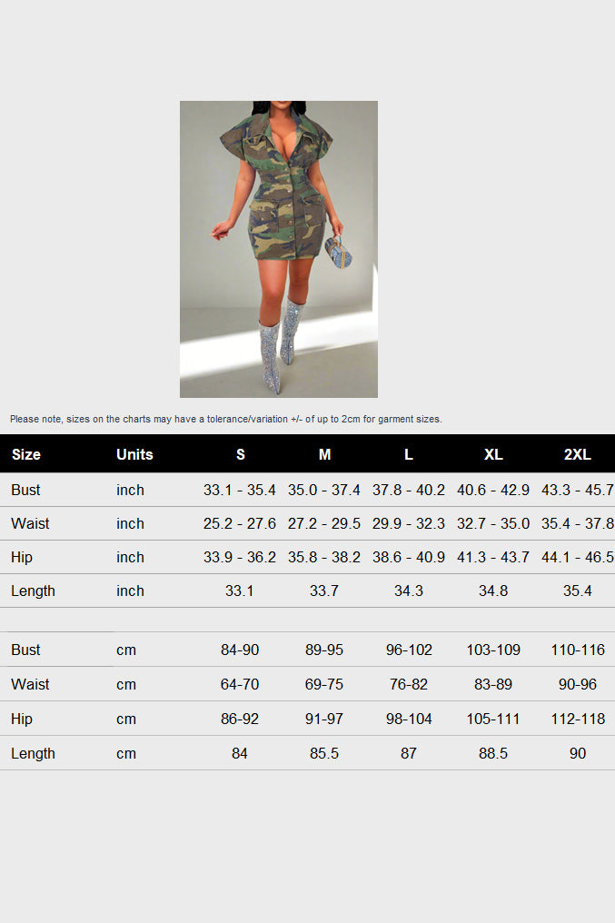 Camo Lapel Sleeveless Button Down Mini Dress Lavish Daily