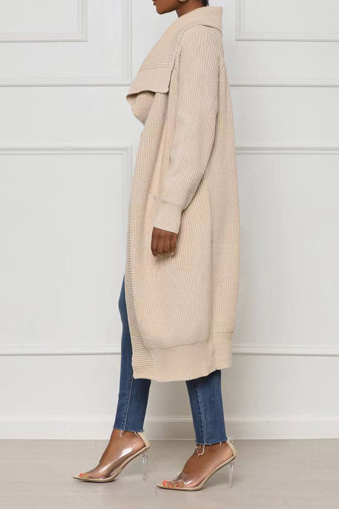 Solid Color Long Knit Cardigans Lavish Daily