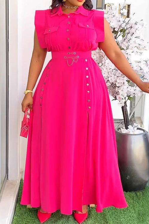 Solid Color Sleeveless Workwear Slit Dress Set Lavish Daily