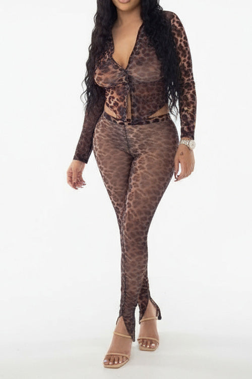 Mesh Printed Tie Split Set Lavish Daily