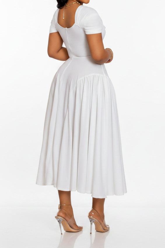 Plus Size Sweetheart Draped Midi Dress Lavish Daily