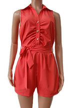 Sleeveless Tie Waist Casual Romper Lavish Daily