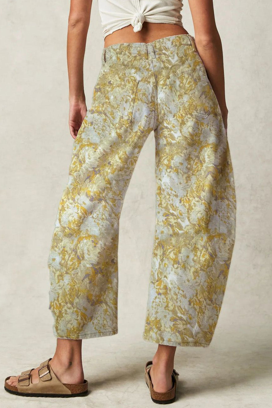 Vintage Floral Relaxed Barrel Leg Jeans Lavish Daily