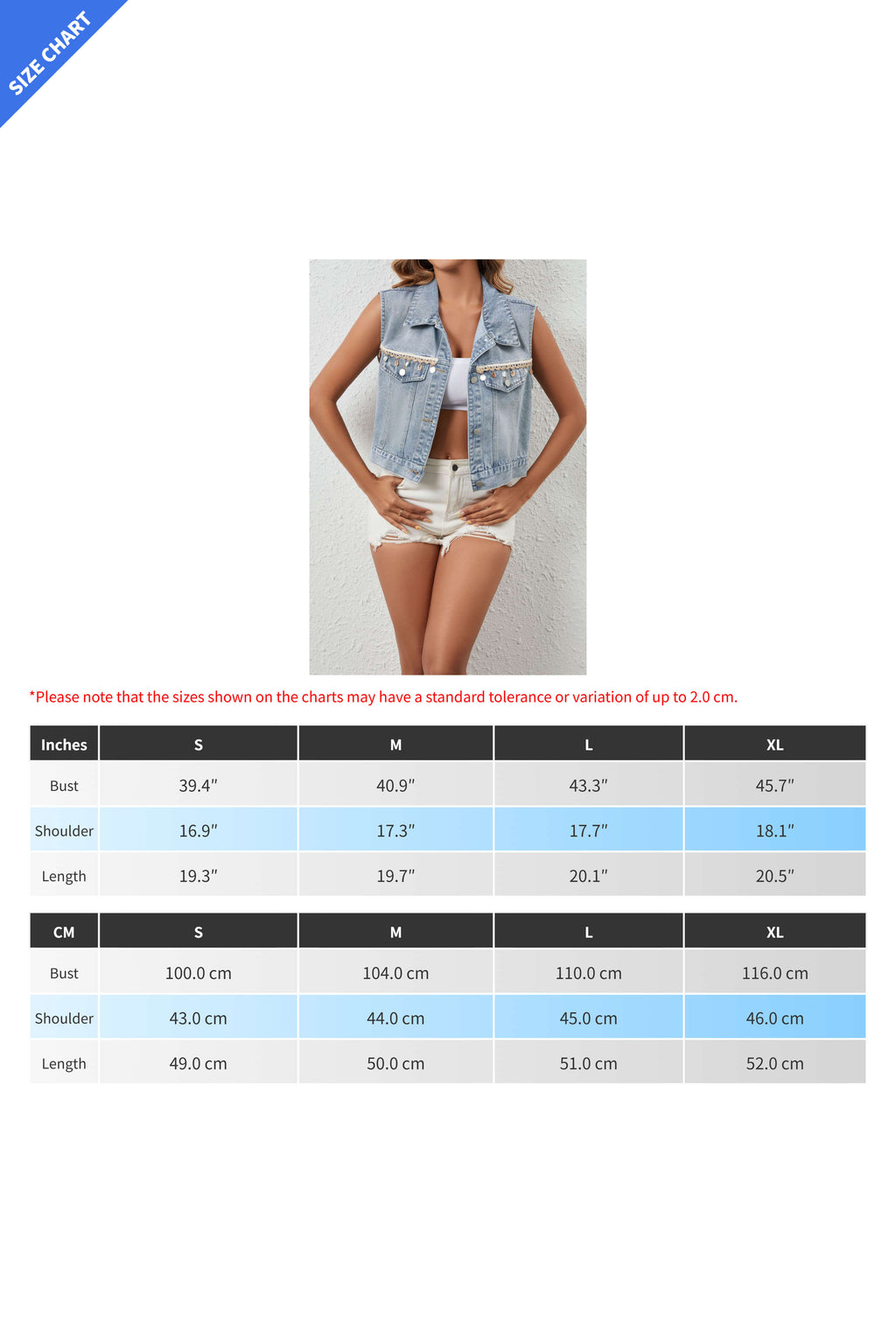Single-breasted Fringe Denim Vest Lavish Daily