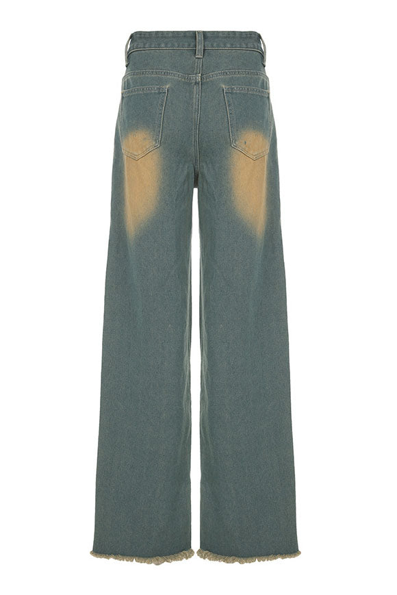Vintage Distressed Denim Straight Jeans Lavish Daily