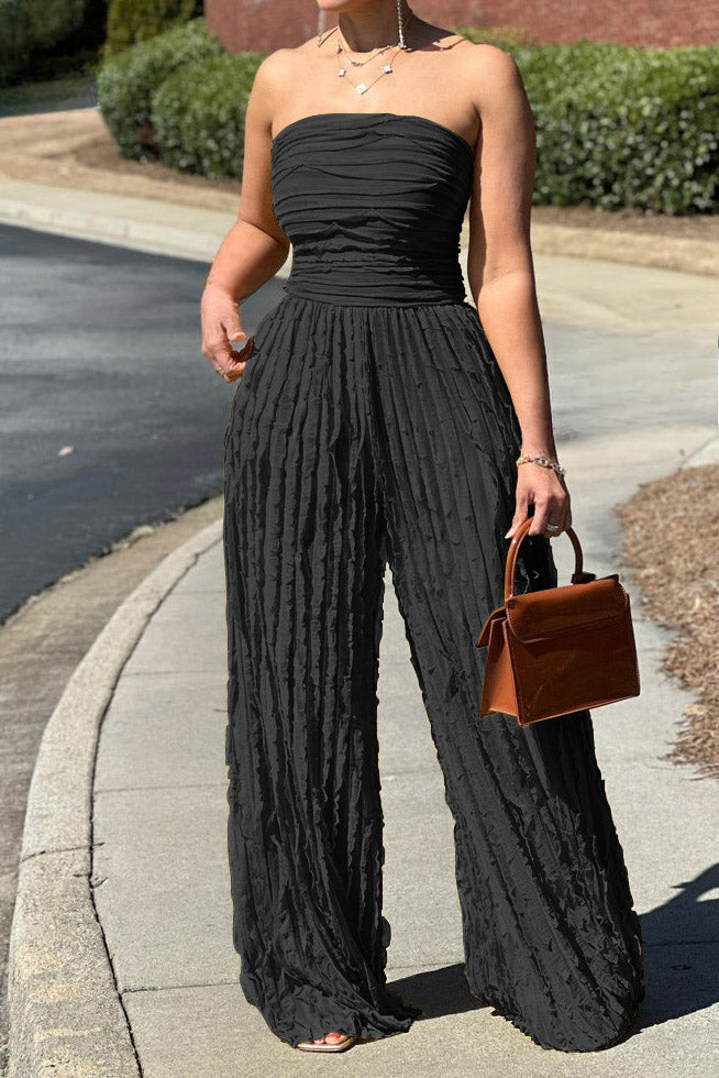 Ruched Strapless Jumpsuit Lavish Daily