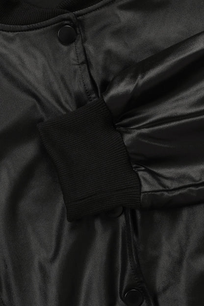 2-Piece Cutout Faux-Leather Bomber & Jogger Set Lavish Daily