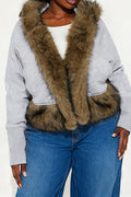 Sweatshirt with Fur Trim LavishDaily