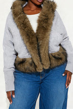 Sweatshirt with Fur Trim LavishDaily