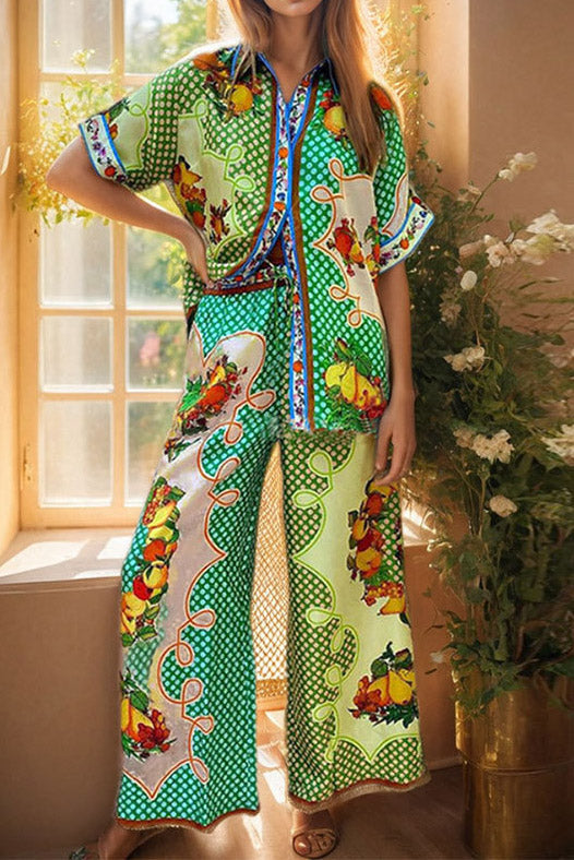 Printed Shirt and Pant Set Lavish Daily