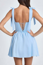 Pintucked Shirred Mini Dress Lavish Daily