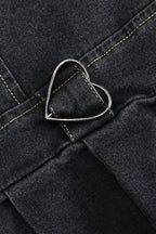 V Neck Pleated Denim Dress Lavish Daily