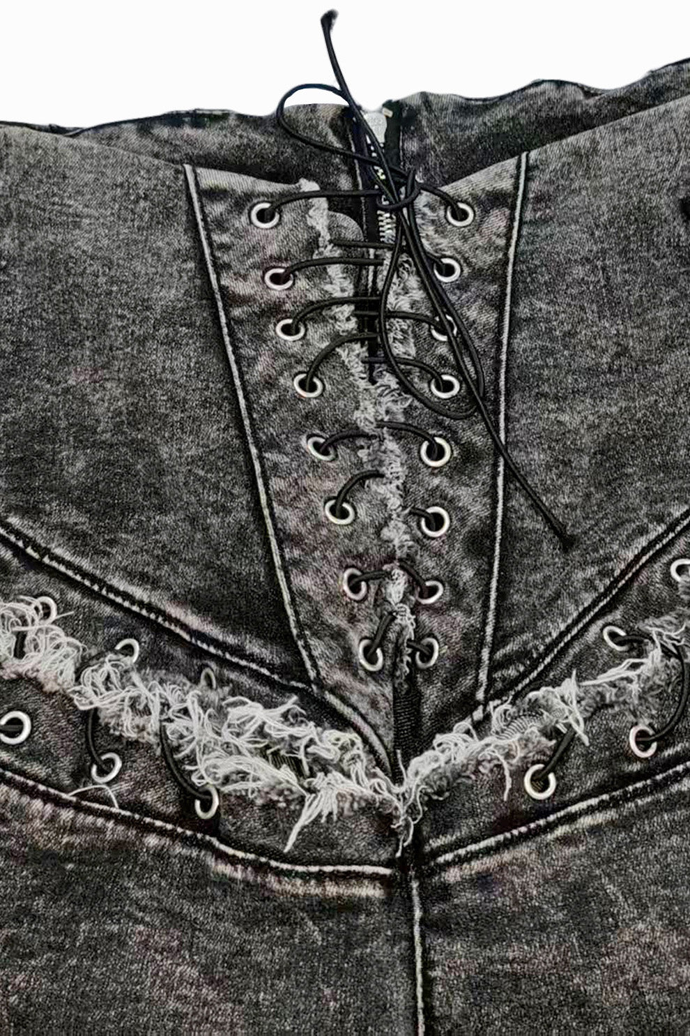 Lace Up High Waist Jeans Lavish Daily