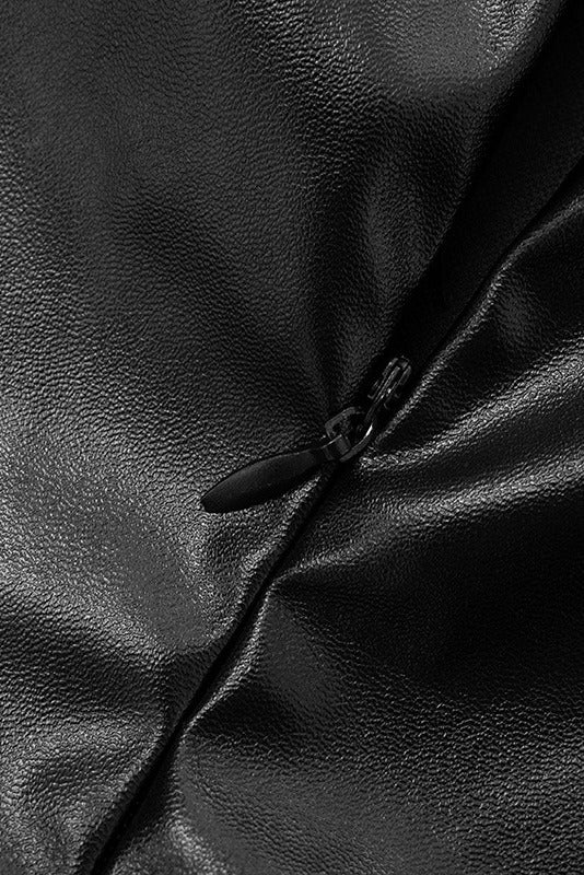 Ruched Leather Bodycon Mini Dress LavishDaily