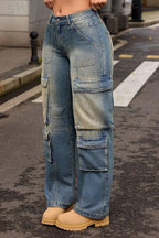 Washed Street Cargo Jeans Lavish Daily