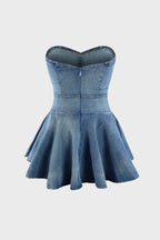 Strapless A-Line Denim Mini Dresses Lavish Daily