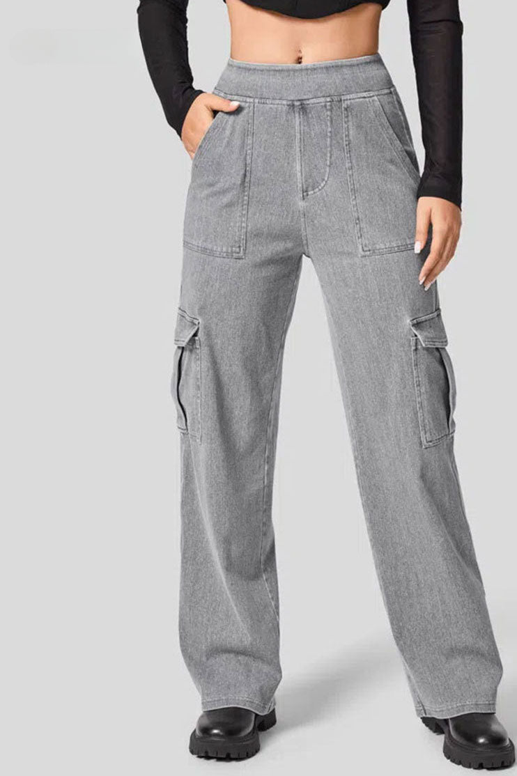High Rise Wide Leg Cargo Jeans Lavish Daily