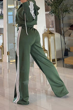 Side Strip Crop Jacket & Pants Set Lavish Daily