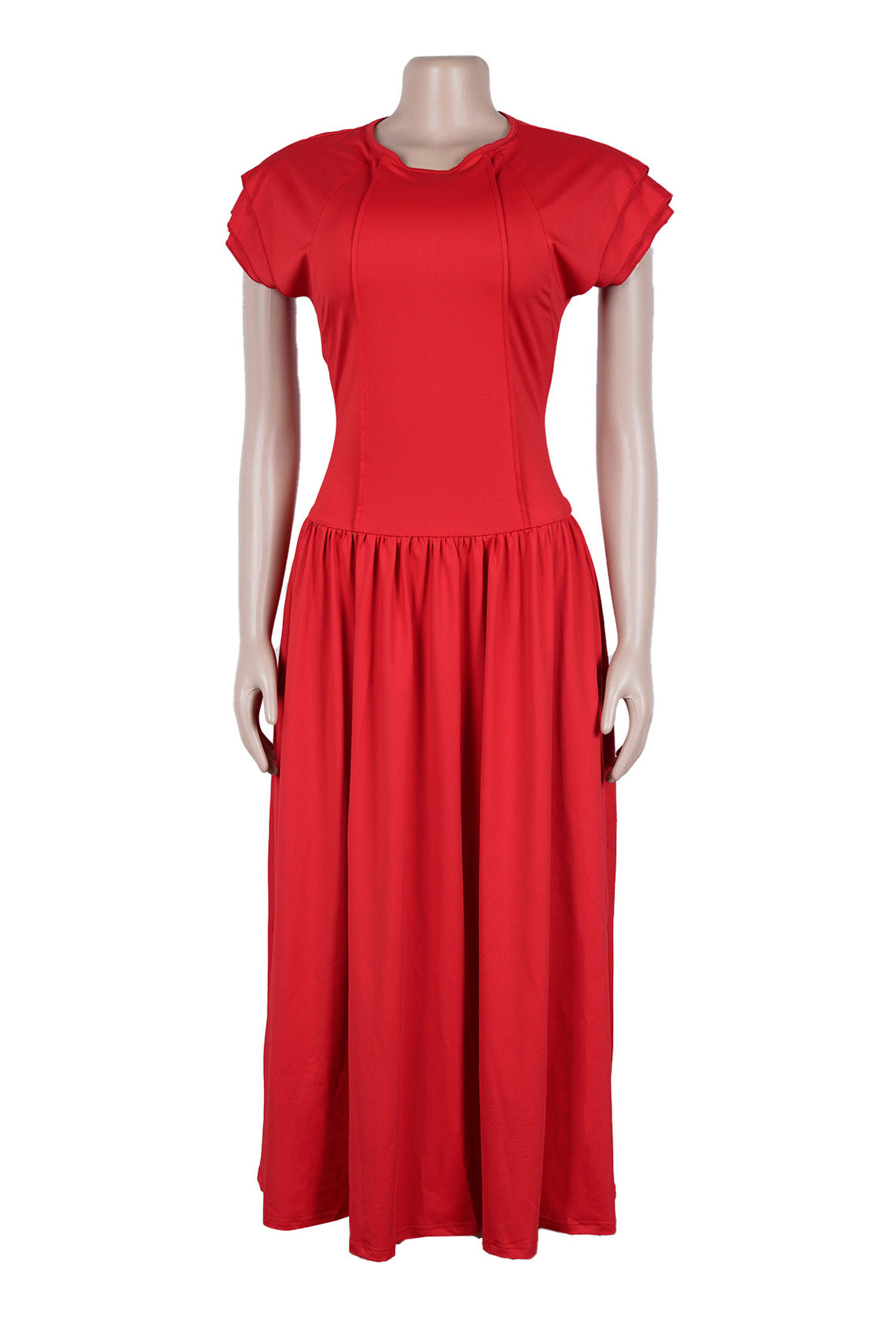 Ruffled Flutter Sleeve Ruched Dress Lavish Daily