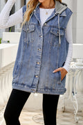 Vintage Denim Vest with Detachable Hood Lavish Daily