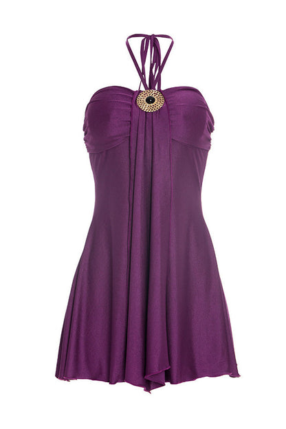Draped Halter Hardware Mini Dress Lavish Daily