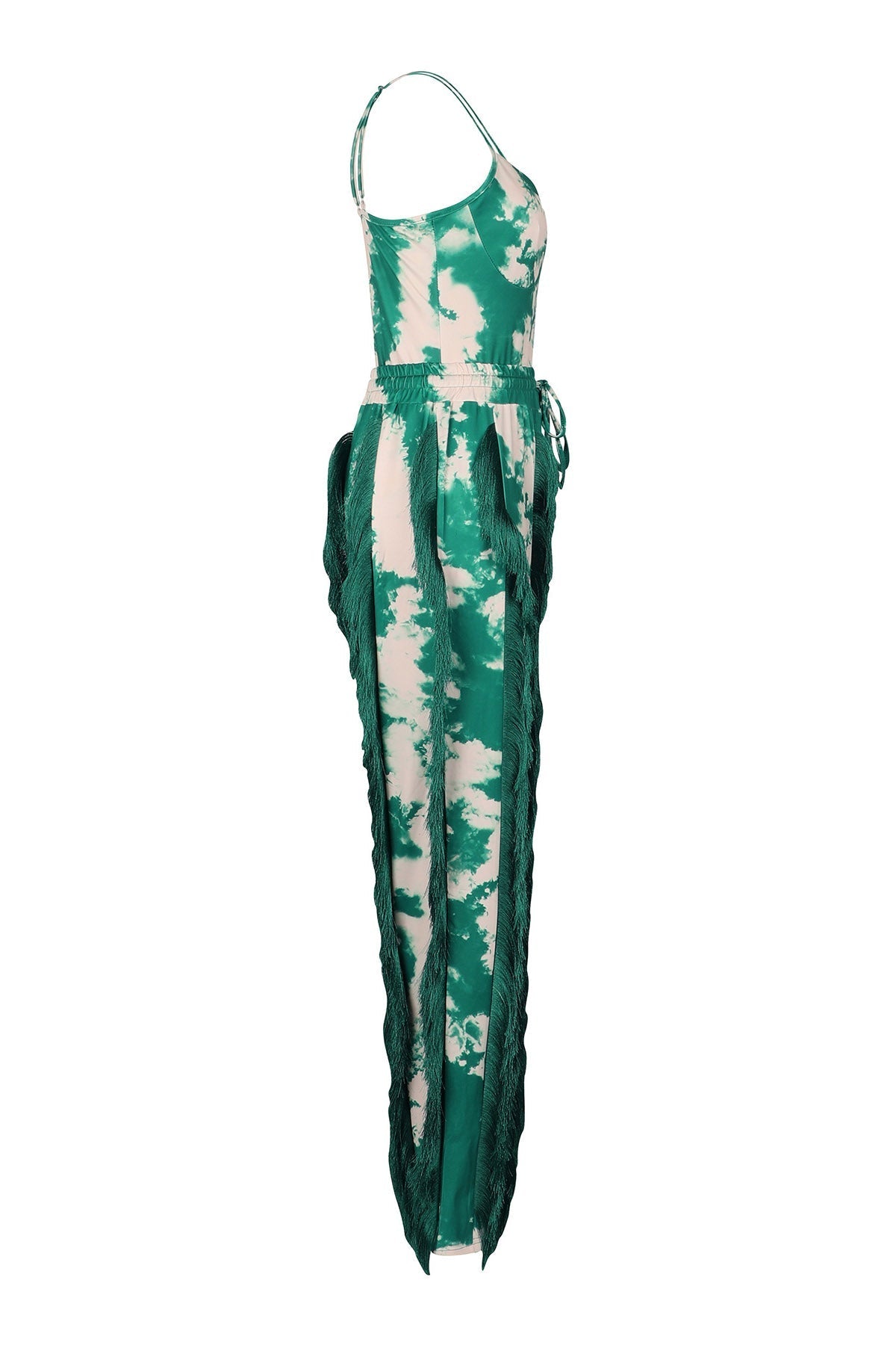Abstract Print Fringe Cami & Pants Set Lavish Daily