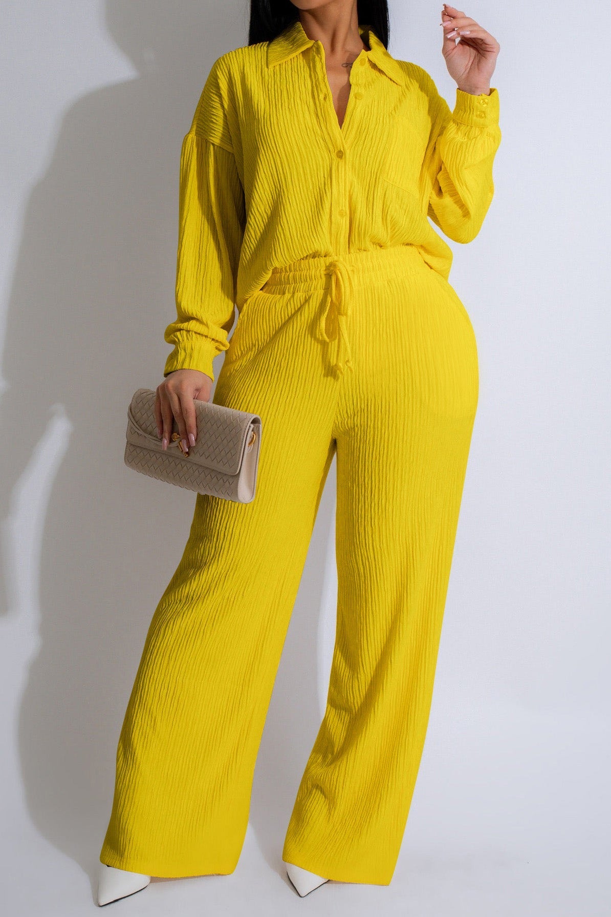 Loose Long Sleeve Top & Straight Pants Set Lavish Daily