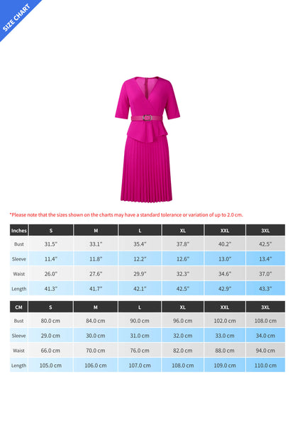 Elegant V-Neck Pleated Dress Lavish Daily