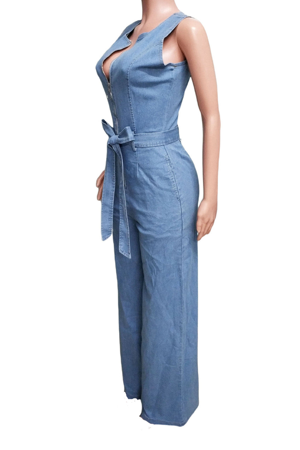 Zipper Up Sleeveless Jumpsuit Lavish Daily