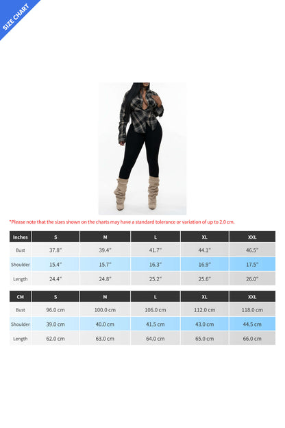 Plaid V-Neck Fold-Sleeve Split Hem Top Lavish Daily