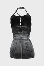 Denim Skirt U-Neck Two-Piece Set Lavish Daily