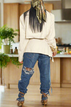 Denim fringe Vintage Two piece suit Lavish Daily