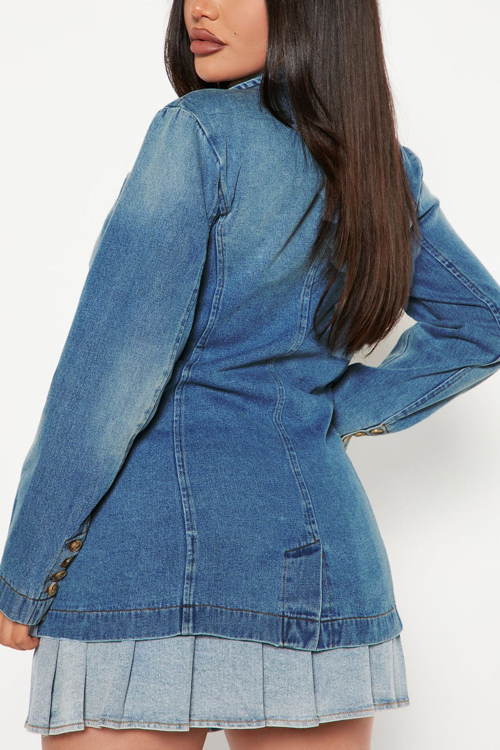 Lapel Collar Washed Denim Top Lavish Daily