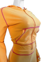 Waffle Sleeve Raglan Hooded Suit Lavish Daily