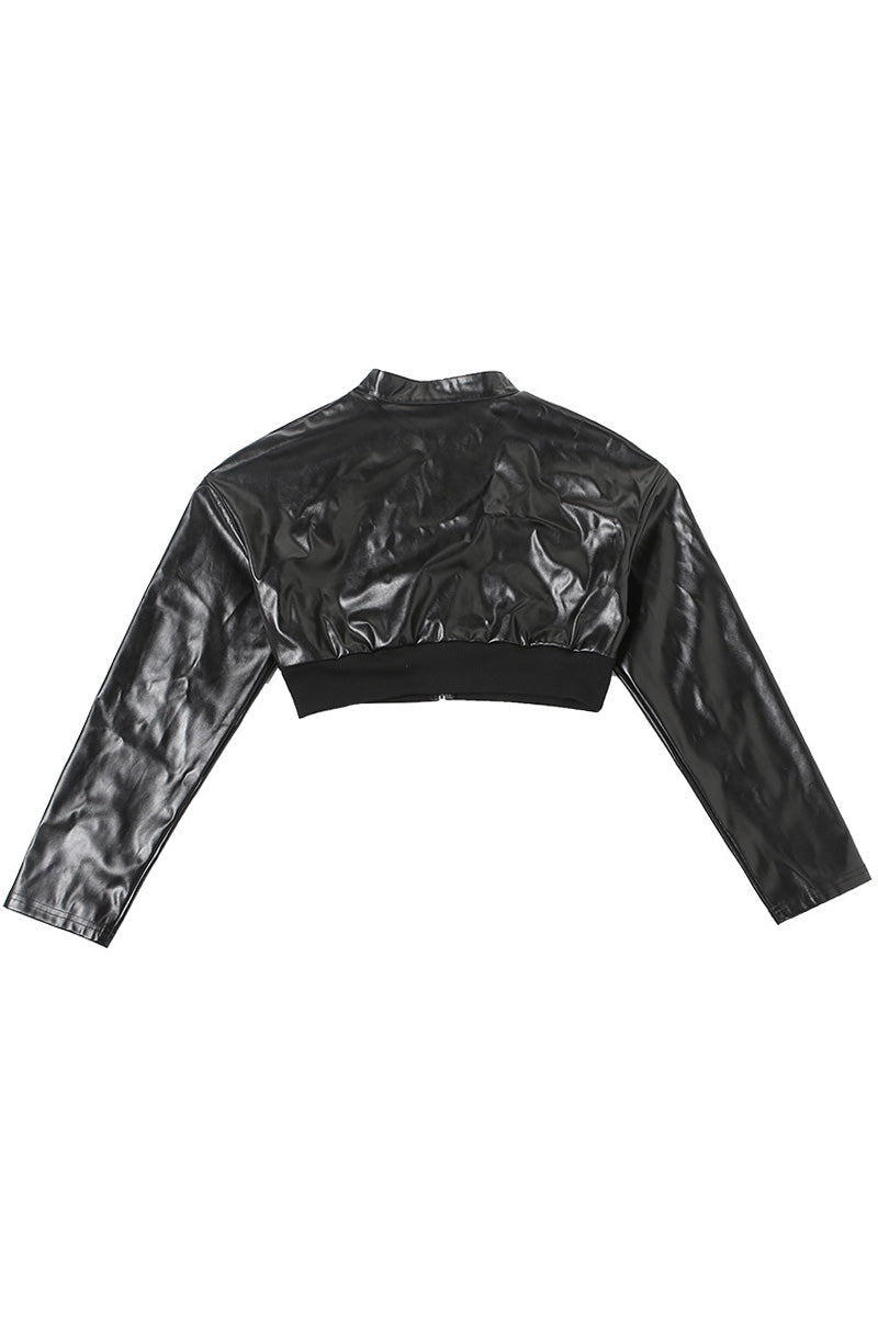 Faux Leather Cropped Jacket Lavish Daily