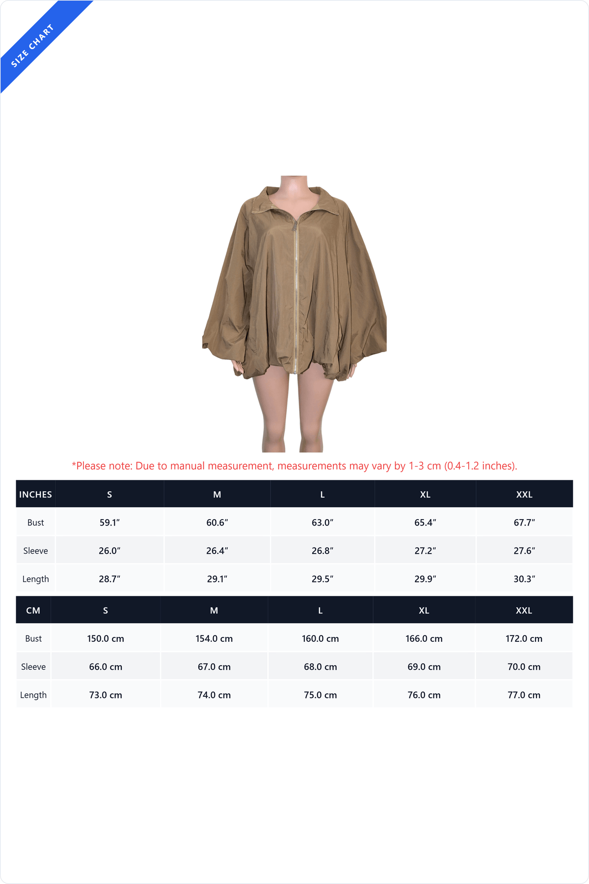 Oversized Zip-Up Bubble Jacket Lavish Daily