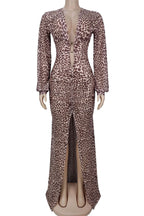 Deep V Leopard Print Bodycon Dress Lavish Daily