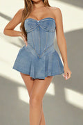 Strapless A-Line Denim Mini Dresses Lavish Daily
