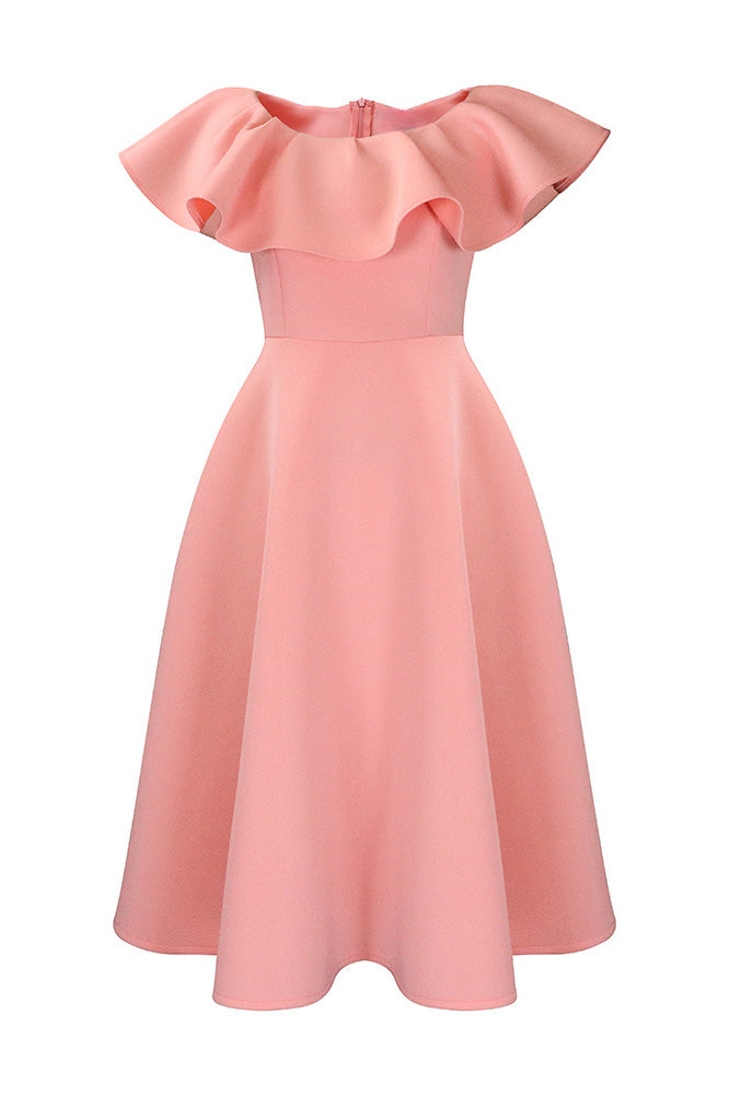 Ruffle Trim Short Sleeve A Line Dress Lavish Daily